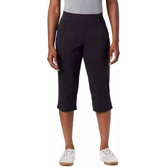 COLUMBIA Omni-Shade Omni-Shield Pull-On Capri Pants Small Blk Bermuda Shorts NWT - Picture 1 of 15